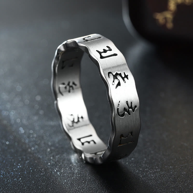 10mm Titanium Steel Om Mani Padme Hum Spinning Ring