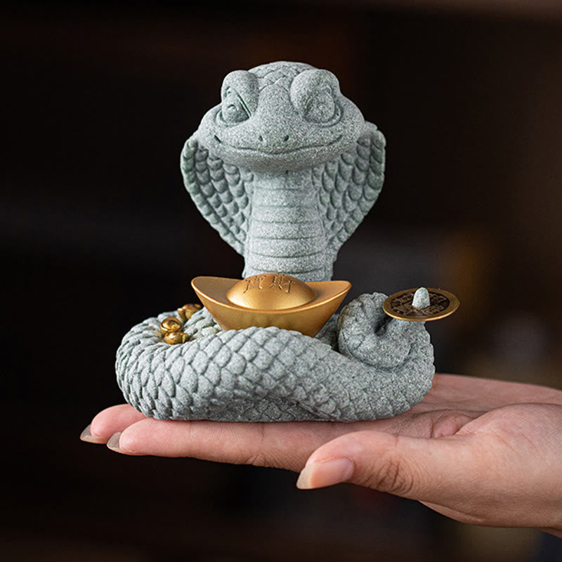 Goldbarren Schlange Chinesisches Sternzeichen Heimdekoration 10x8,7cm