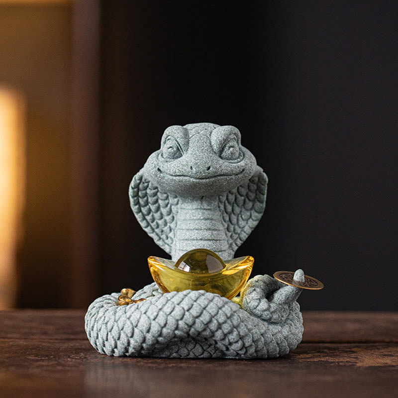 Goldbarren Schlange Chinesisches Sternzeichen Heimdekoration 10x8,7cm