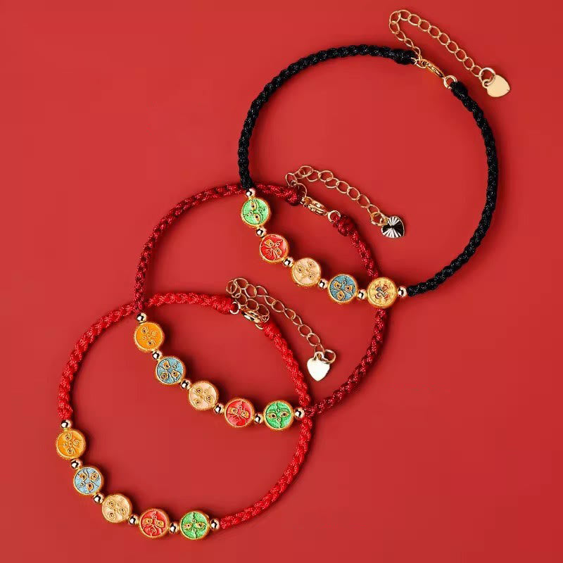 925 Sterling Silver Red String Bracelet | Five Ways God of Wealth Protection