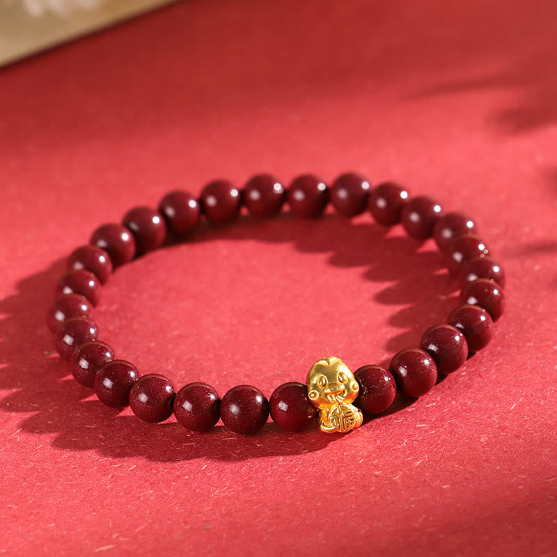 6mm Cinnabar Sterling Silver Year of the Snake Bracelet
