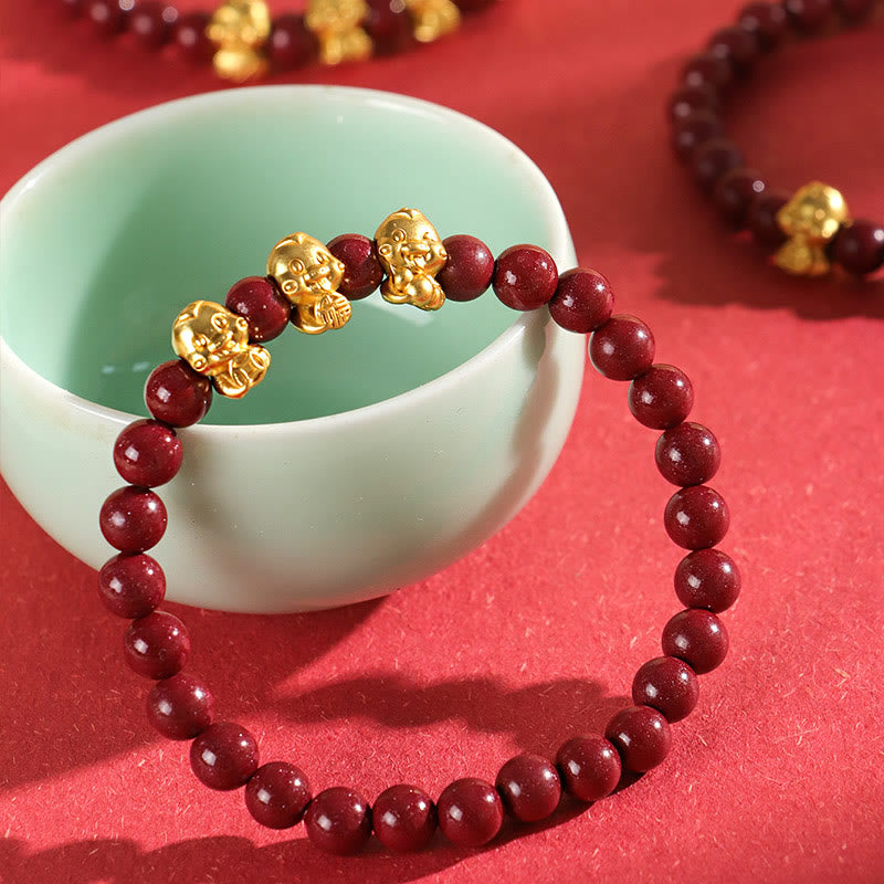 6mm Cinnabar Sterling Silver Year of the Snake Bracelet
