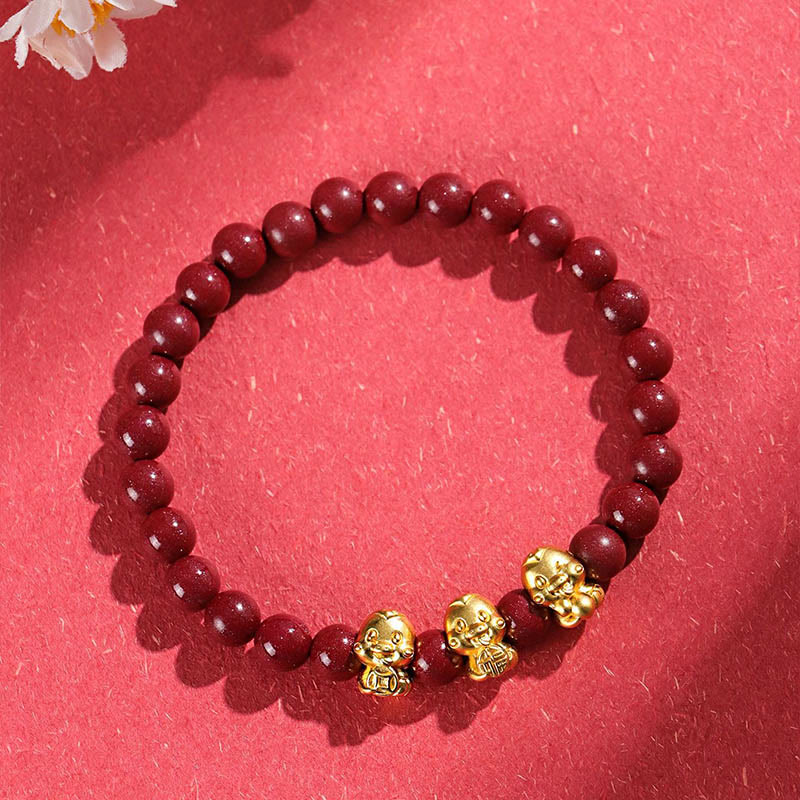 6mm Cinnabar Sterling Silver Year of the Snake Bracelet