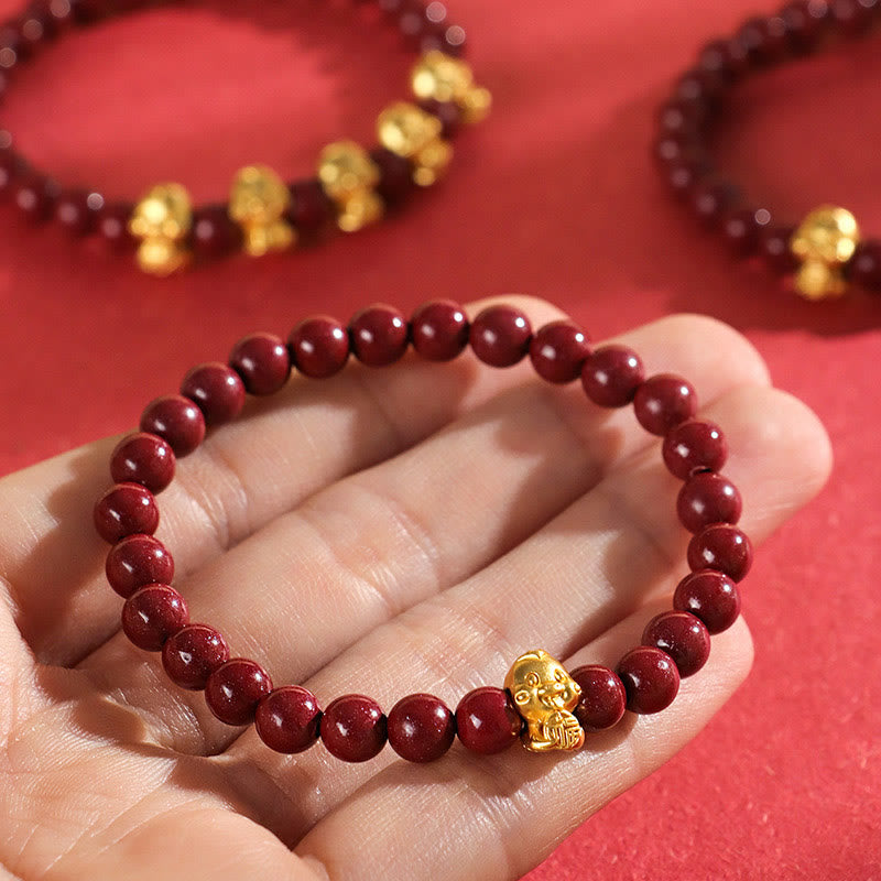 6mm Cinnabar Sterling Silver Year of the Snake Bracelet