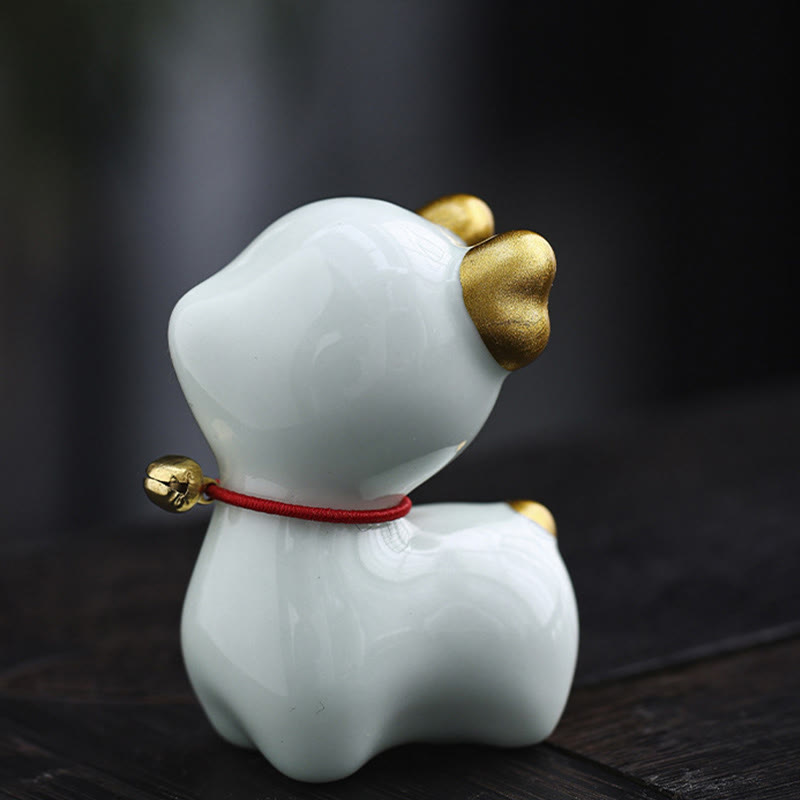 Mini Ceramic Deer Tea Pet Figurine for Spiritual Decor
