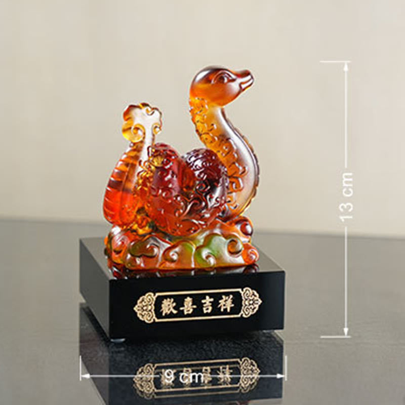8.3 inch Blue Orange Snake Liuli Feng Shui Decoration