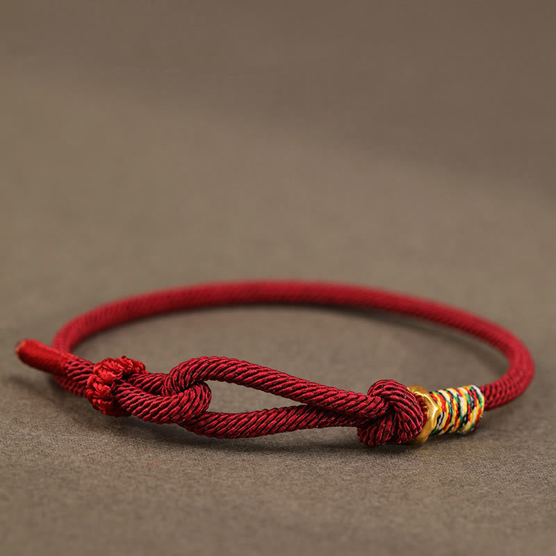 Dark Red String 925 Sterling Silver Coin Luck Bracelet
