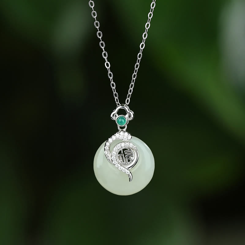 Hetian Jade Peace Buckle Snake Necklace