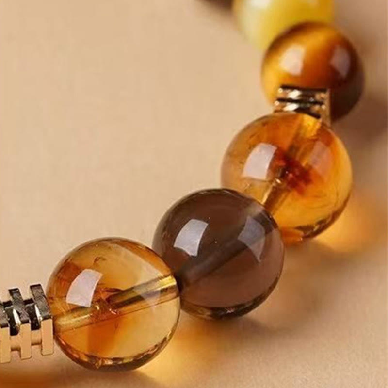 10 mm Tigerauge Citrin Topas Glücksarmband