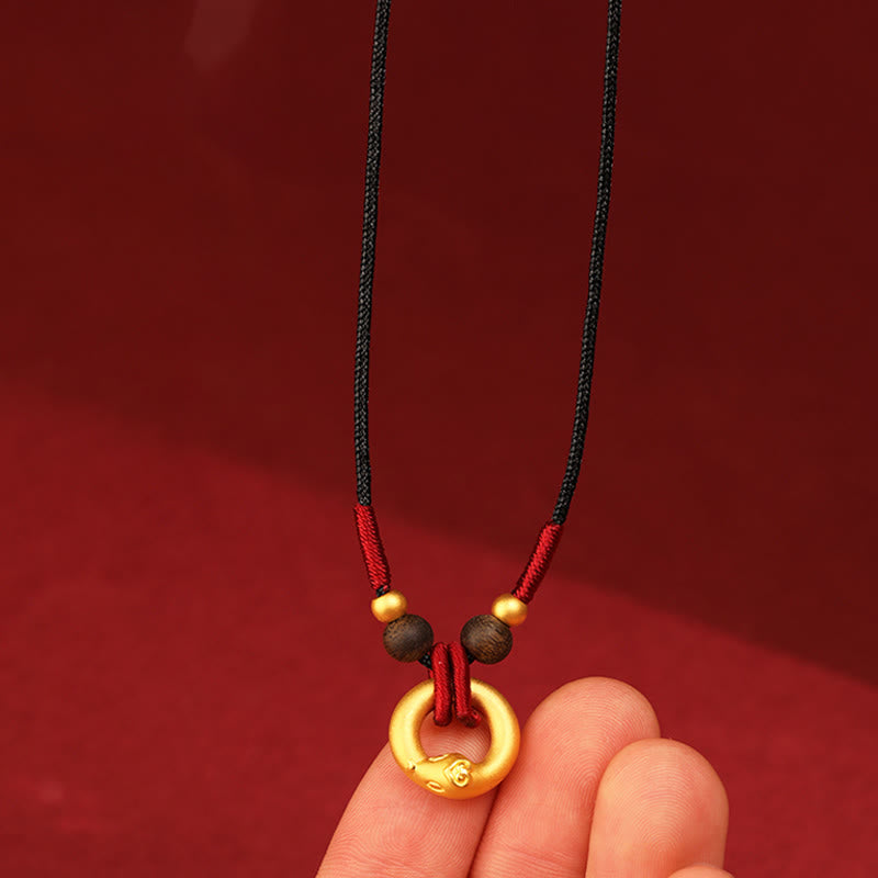999 Gold Agarwood Year of the Snake Necklace for Protection