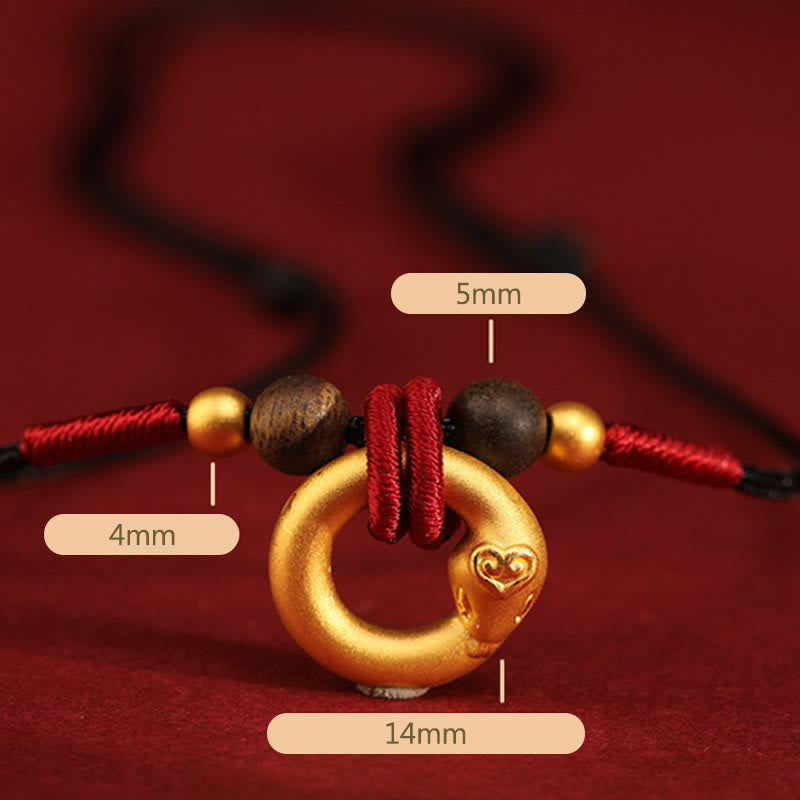999 Gold Agarwood Year of the Snake Necklace for Protection