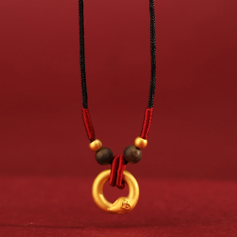 999 Gold Agarwood Year of the Snake Necklace for Protection