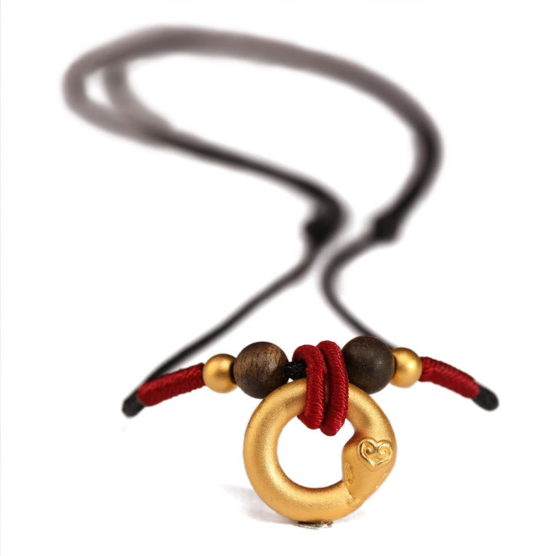 999 Gold Agarwood Year of the Snake Necklace for Protection
