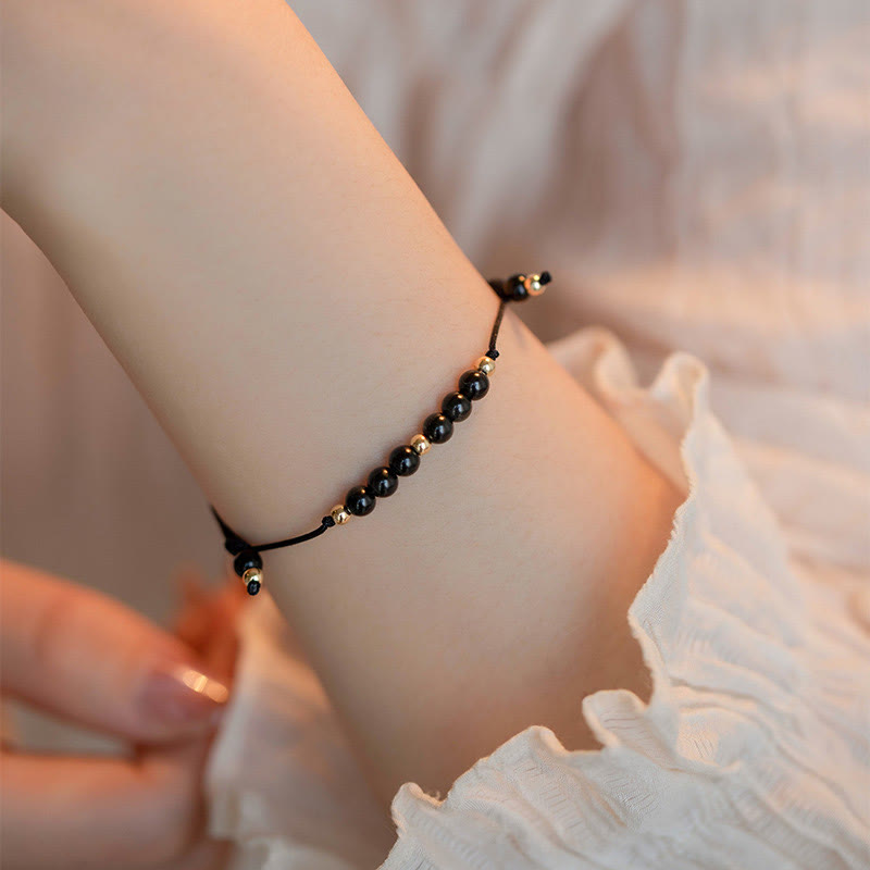 6mm Black Obsidian Success Bracelet for Resilience & Focus
