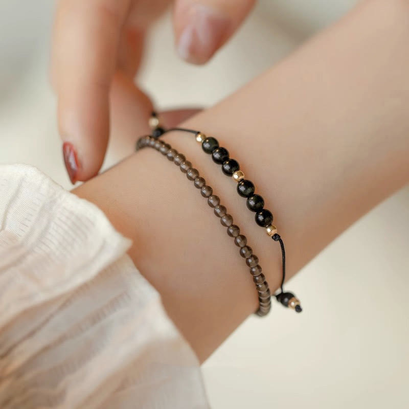 6mm Black Obsidian Success Bracelet for Resilience & Focus