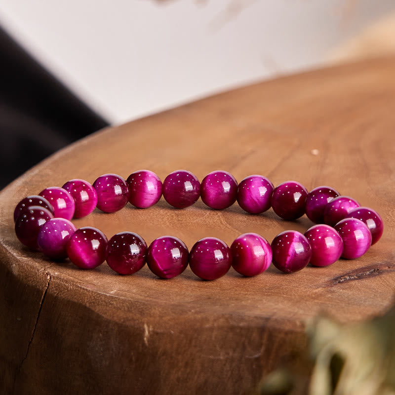 10mm Red Tiger Eye Calm Bracelet for Emotional Balance