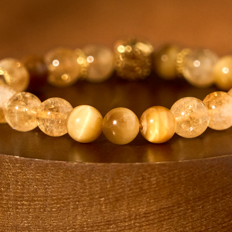 8mm Citrine Tiger Eye Red Agate Generosity Bracelet