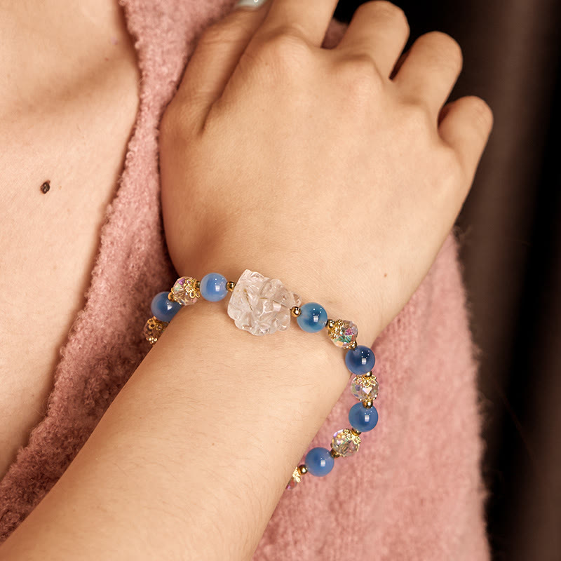 8mm Blue Candy Agate Nine Tailed Fox Harmony Bracelet