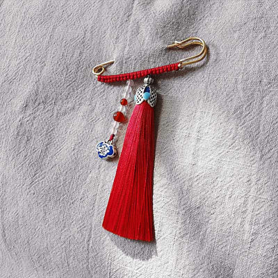 Bunte Chalcedon-Perlen-Quasten-Brosche für positive Energie