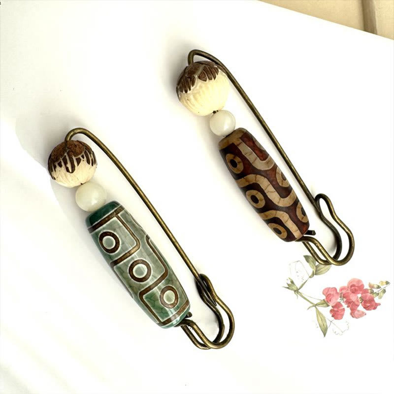 Neun-Augen-Dzi-Perle Bodhi-Samen Lotus Schutzbrosche