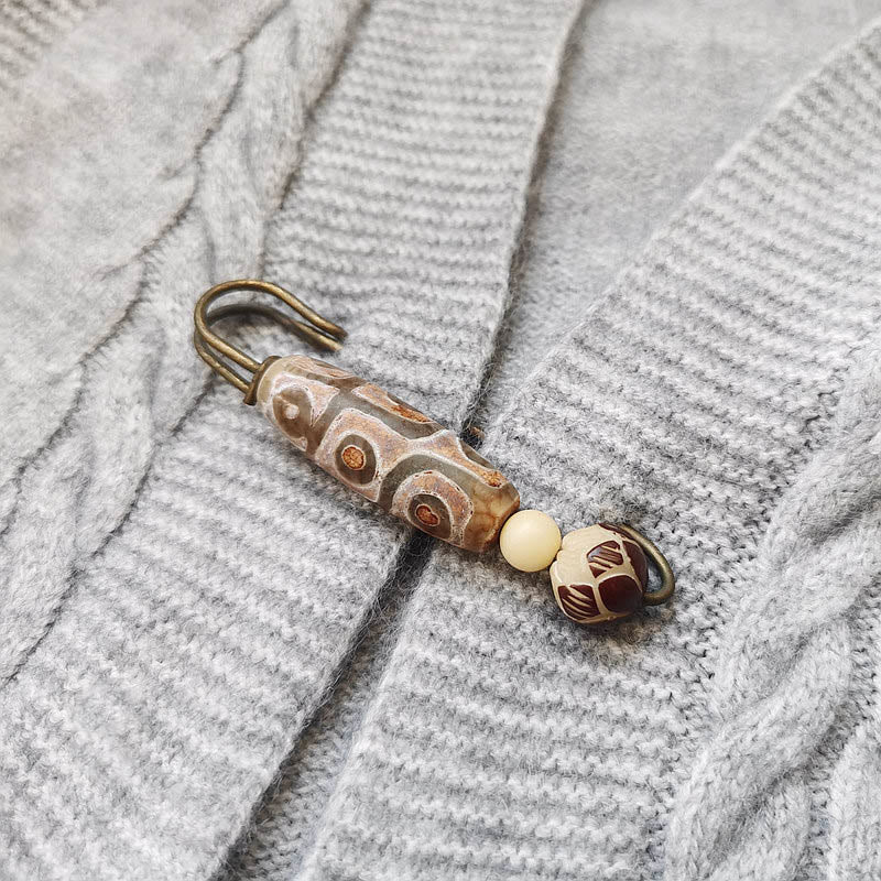 Neun-Augen-Dzi-Perle Bodhi-Samen Lotus Schutzbrosche