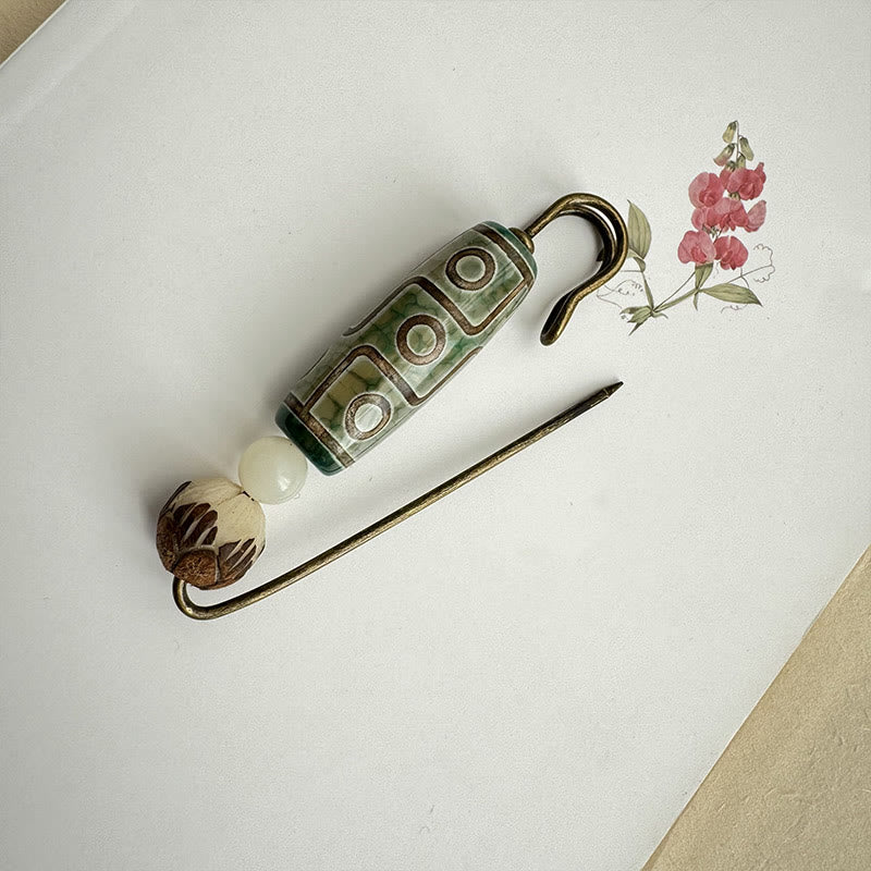 Neun-Augen-Dzi-Perle Bodhi-Samen Lotus Schutzbrosche