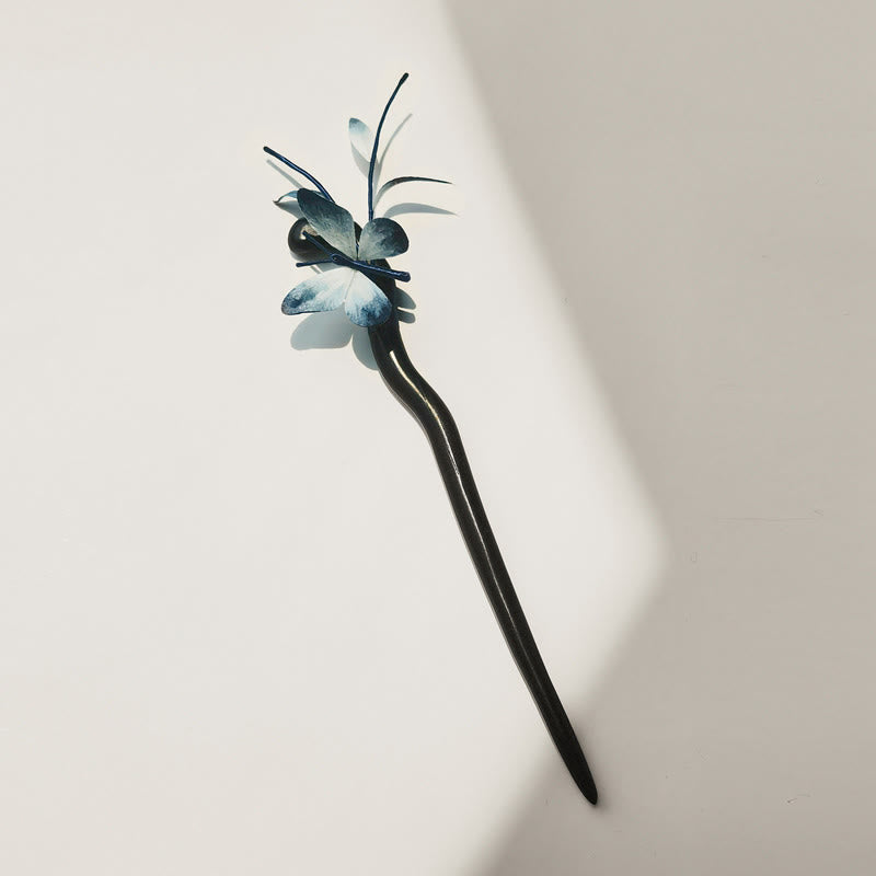 Handmade Mulberry Silk Velvet Flower Butterfly Brooch Hairpin