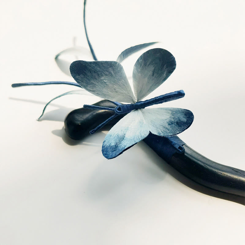 Handmade Mulberry Silk Velvet Flower Butterfly Brooch Hairpin