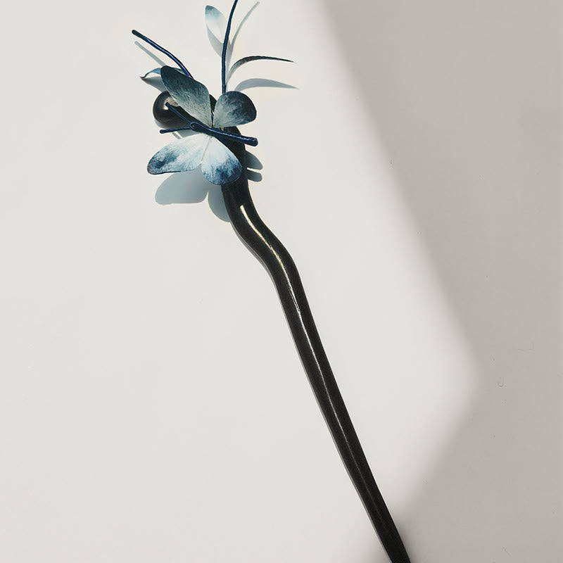 Handmade Mulberry Silk Velvet Flower Butterfly Brooch Hairpin