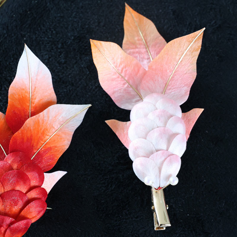 Yangzhou Velvet Flower Koi Fish Brooch or Hair Clip