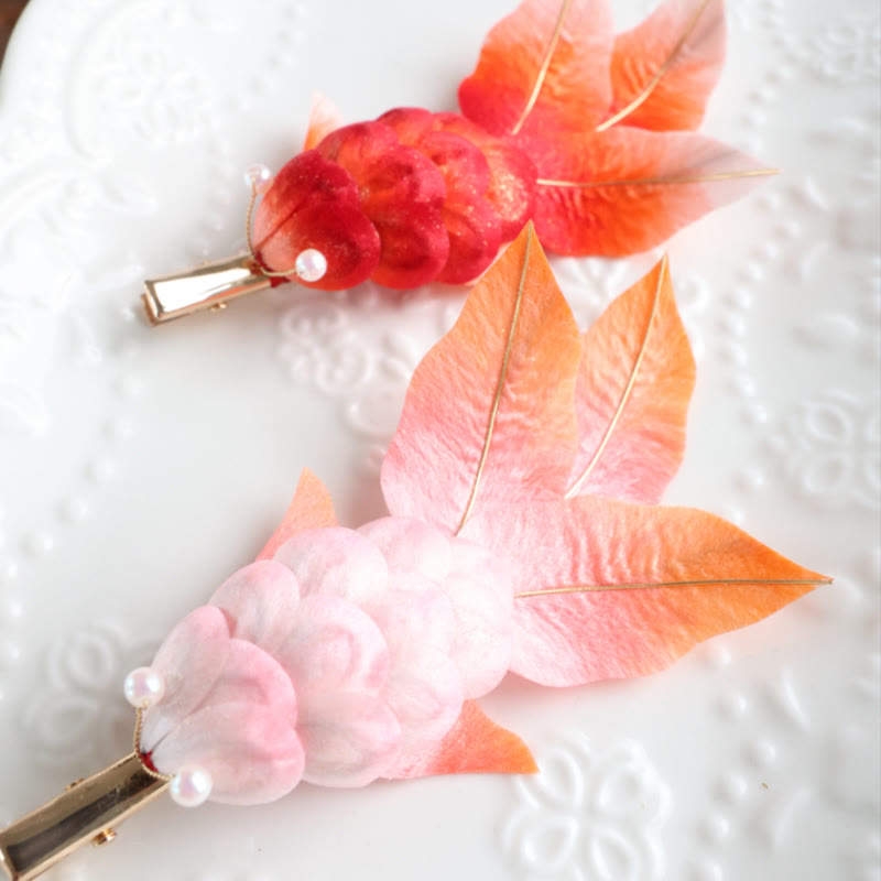 Yangzhou Velvet Flower Koi Fish Brooch or Hair Clip