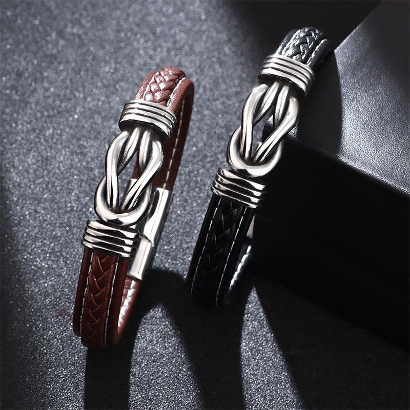 Titanium Steel Leather Strength Bracelet | Unisex Lotus Jewelry