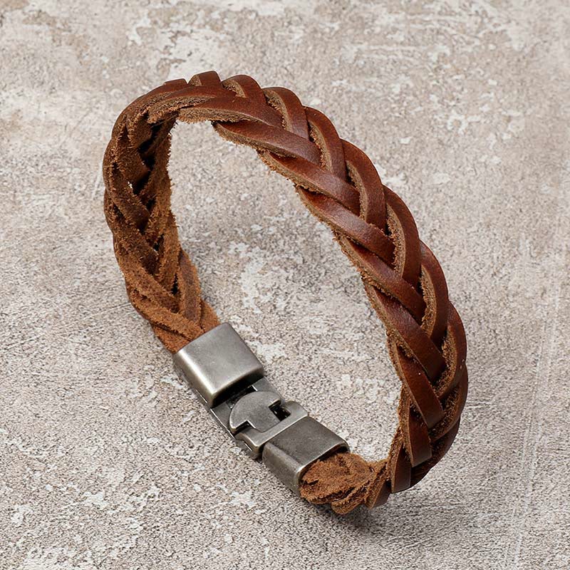 Vintage 18-20cm Leather Braided Strength Bracelet