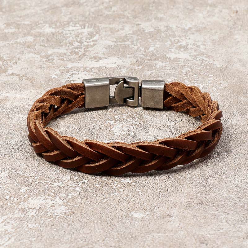 Vintage 18-20cm Leather Braided Strength Bracelet