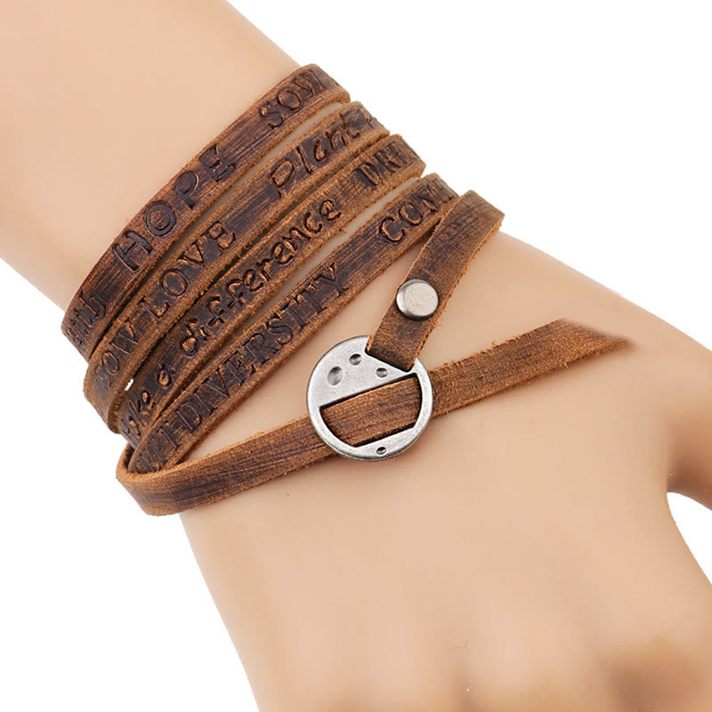Unisex Multi-layer Leather Buckle Confidence Spiritual Bracelet