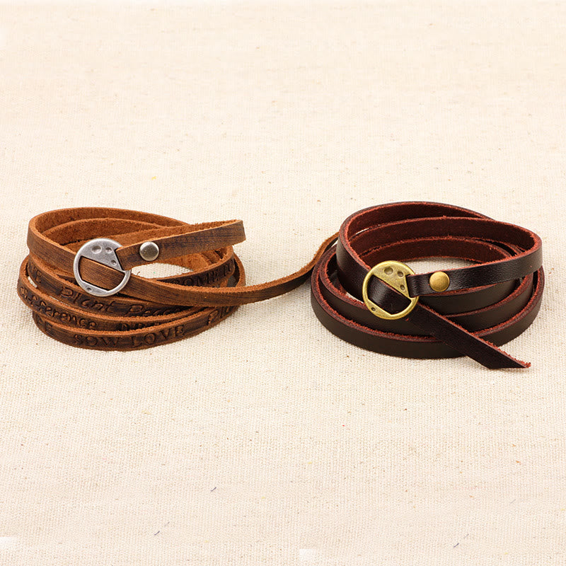 Unisex Multi-layer Leather Buckle Confidence Spiritual Bracelet