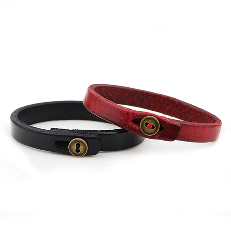 Vintage Leather Button Buckle Confidence Bracelet