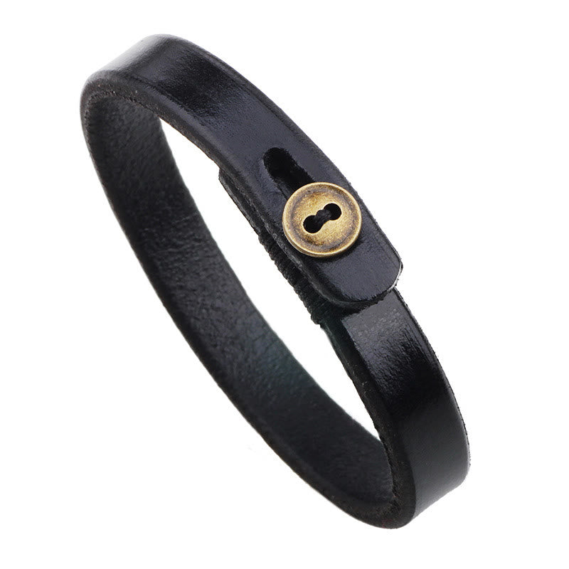 Vintage Leather Button Buckle Confidence Bracelet