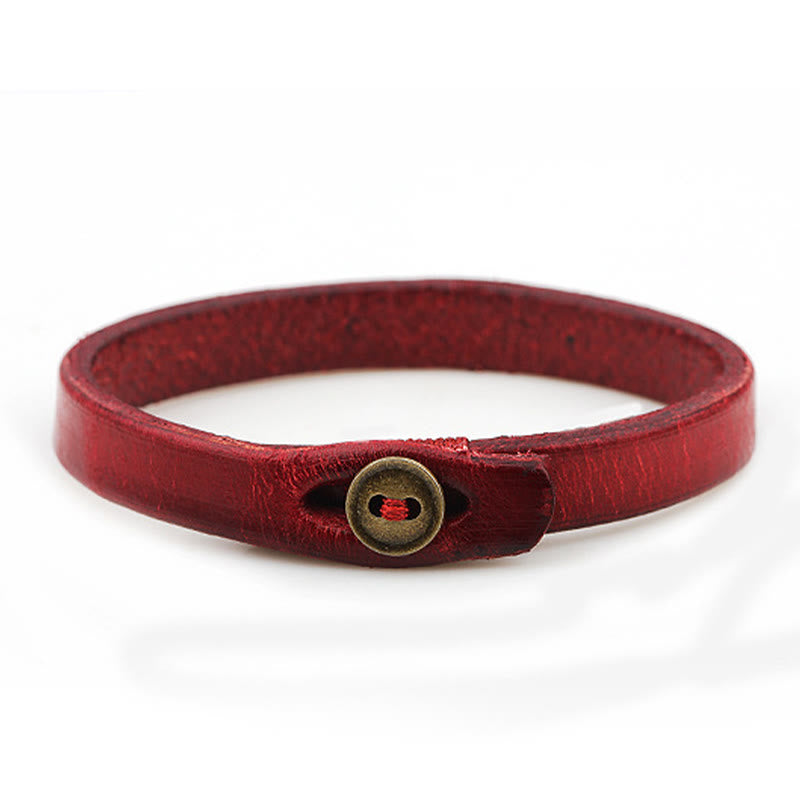 Vintage Leather Button Buckle Confidence Bracelet