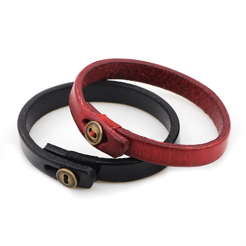 Vintage Leather Button Buckle Confidence Bracelet