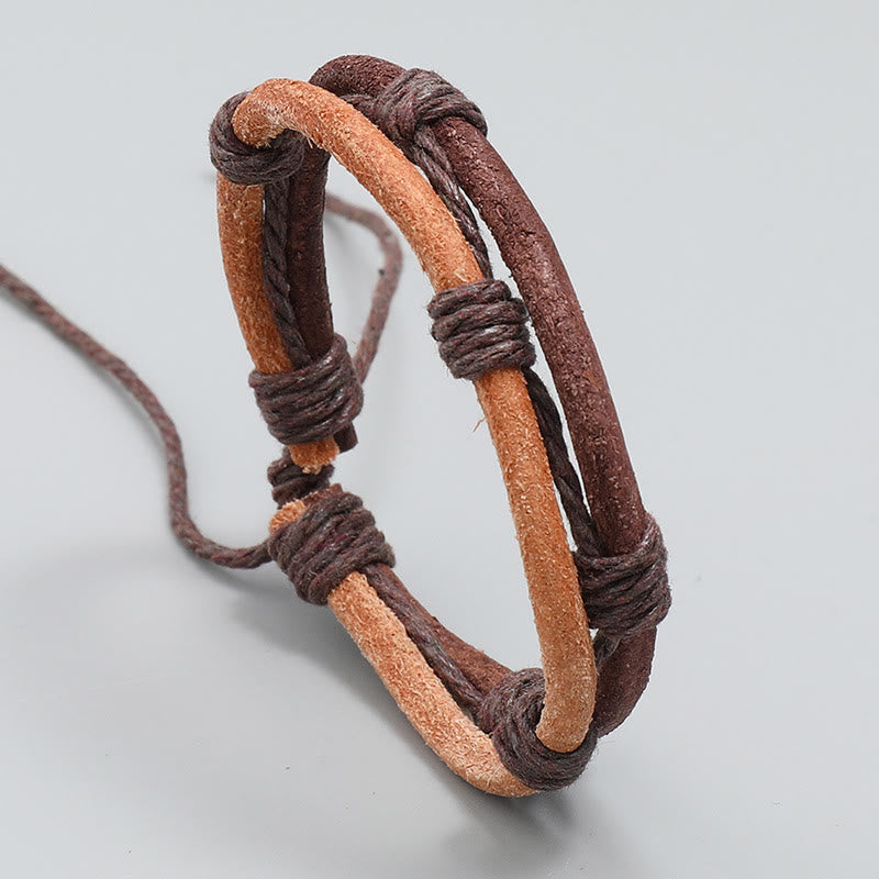 Vintage Leather Hemp Rope Strength Bracelet Unisex