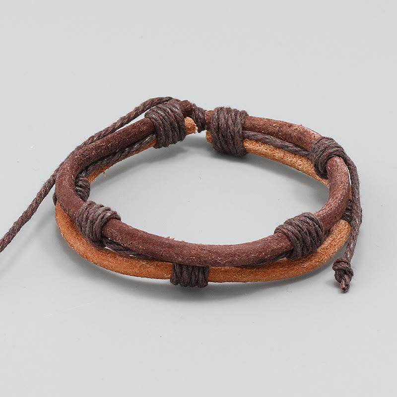 Vintage Leather Hemp Rope Strength Bracelet Unisex