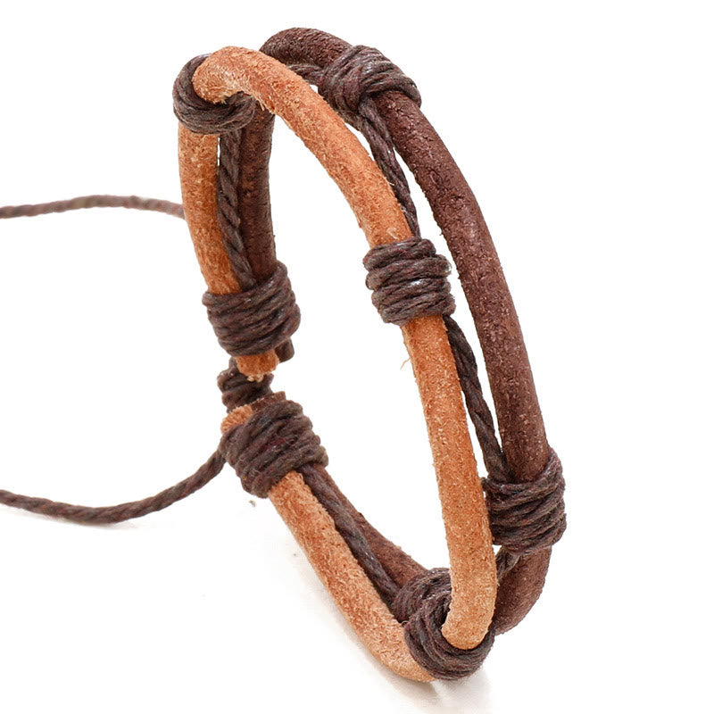 Vintage Leather Hemp Rope Strength Bracelet Unisex