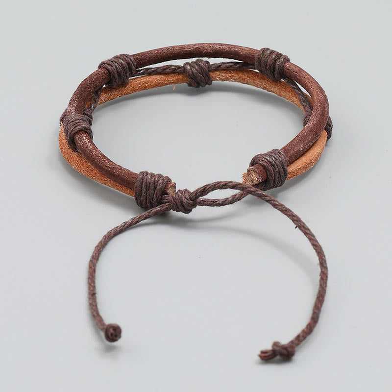 Vintage Leather Hemp Rope Strength Bracelet Unisex