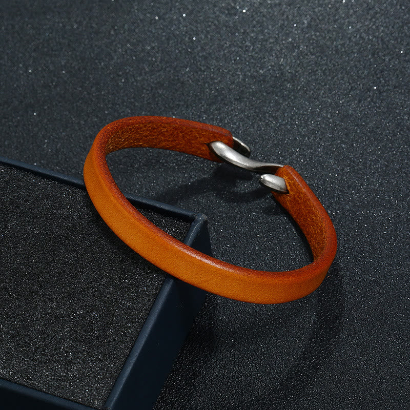 Vintage Leather Strength Buckle Bracelet for Spiritual Protection
