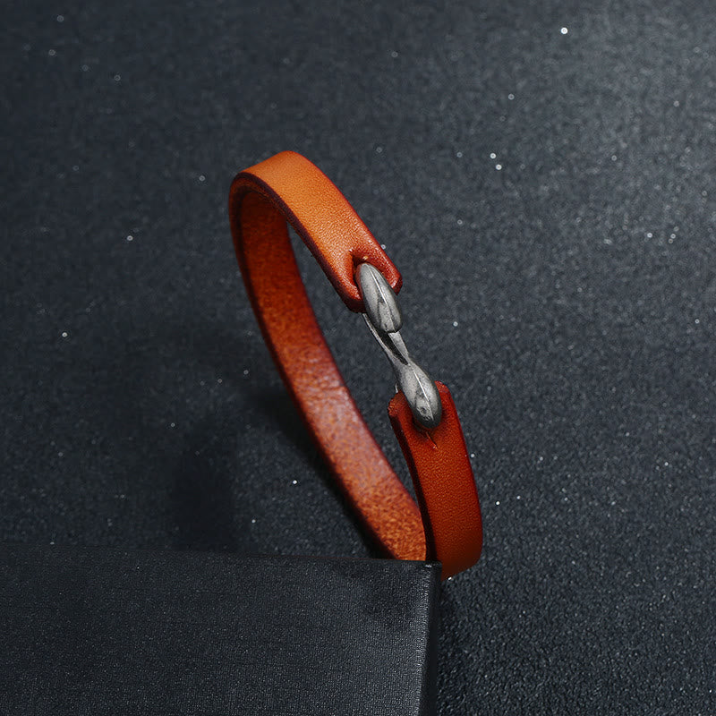 Vintage Leather Strength Buckle Bracelet for Spiritual Protection
