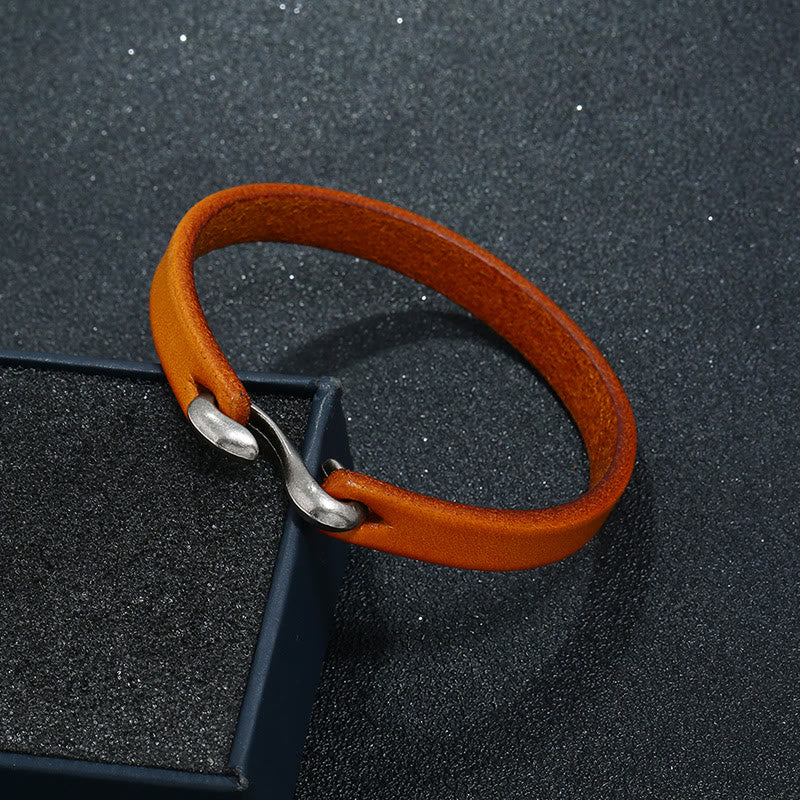 Vintage Leather Strength Buckle Bracelet for Spiritual Protection