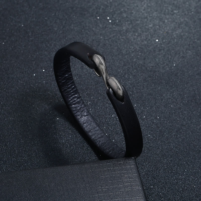 Vintage Leather Strength Buckle Bracelet for Spiritual Protection