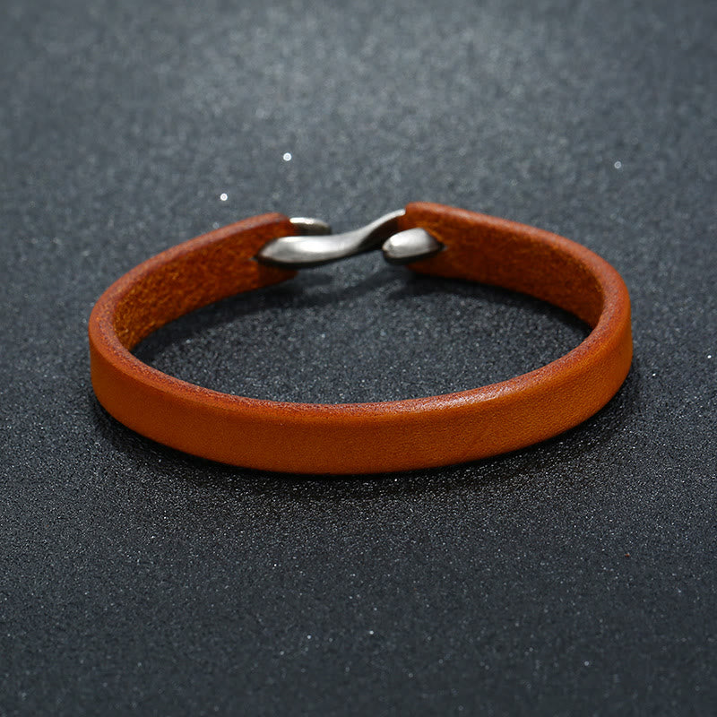 Vintage Leather Strength Buckle Bracelet for Spiritual Protection