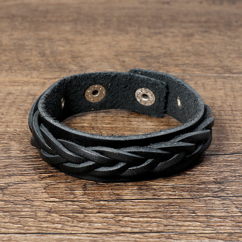 Vintage Weaving Leather Adjustable Strengthen Bracelet